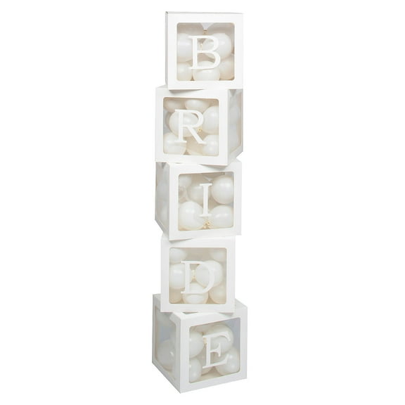 Fun Express 11 1/2" White Bride Cardstock Balloon Boxes with Balloons Kit 77 Pieces