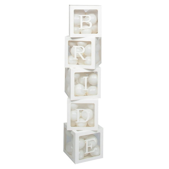 Fun Express 11 1/2" White Bride Cardstock Balloon Boxes with Balloons Kit – 77 Pieces