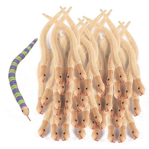 Fun Express 11 3/4" Bulk 48 Pieces DIY Unfinished Wood Classic Paintable Wiggly Snakes