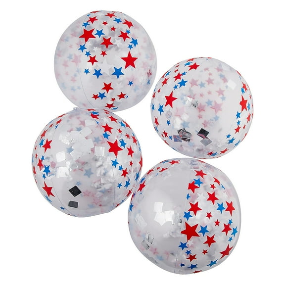Fun Express 11 in Plastic Fourth of July Patriotic Glitter Balls, 12 Pieces