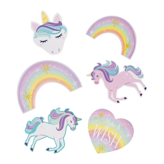 Fun Express 12 1/2" 22 1/4" Unicorn Party Cardstock Wall Cutouts - 6 Pieces