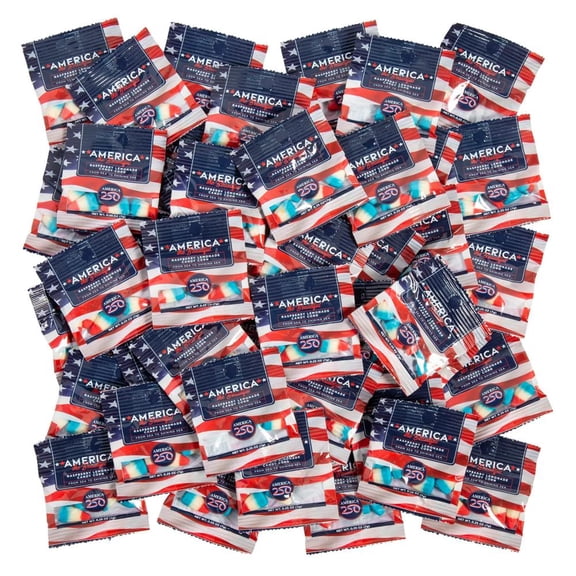 Fun Express 12.5 oz. Patriotic USA 250th Anniversary Handout Candy Corn Packs - 50 Pc.