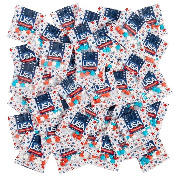 Fun Express 12.5 oz. Patriotic USA 250th Anniversary Handout Mini Candy Bags - 50 Pc.