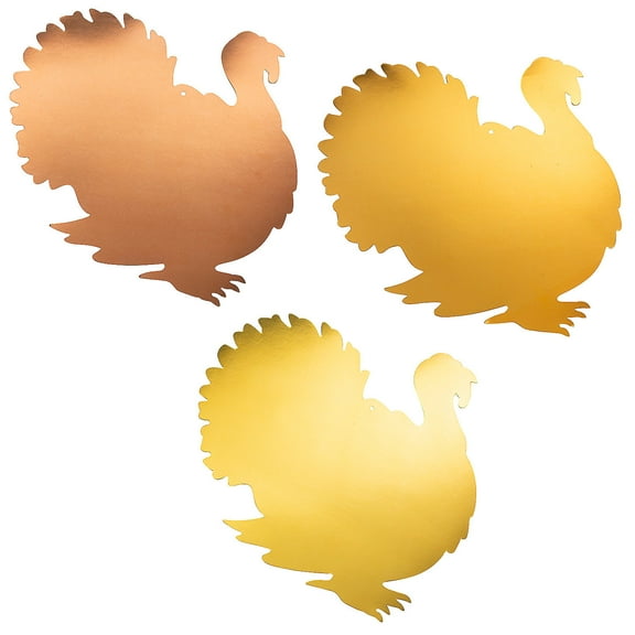 Fun Express 12" Metallic Foil Turkey Cutouts - 12 Pc