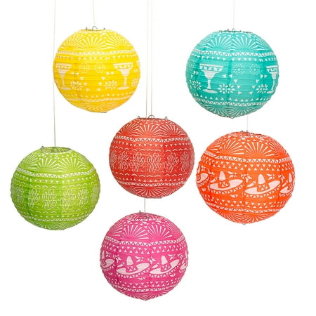 Fun Express 12" Papel Picado Hanging Paper Lanterns - 6 Pc.