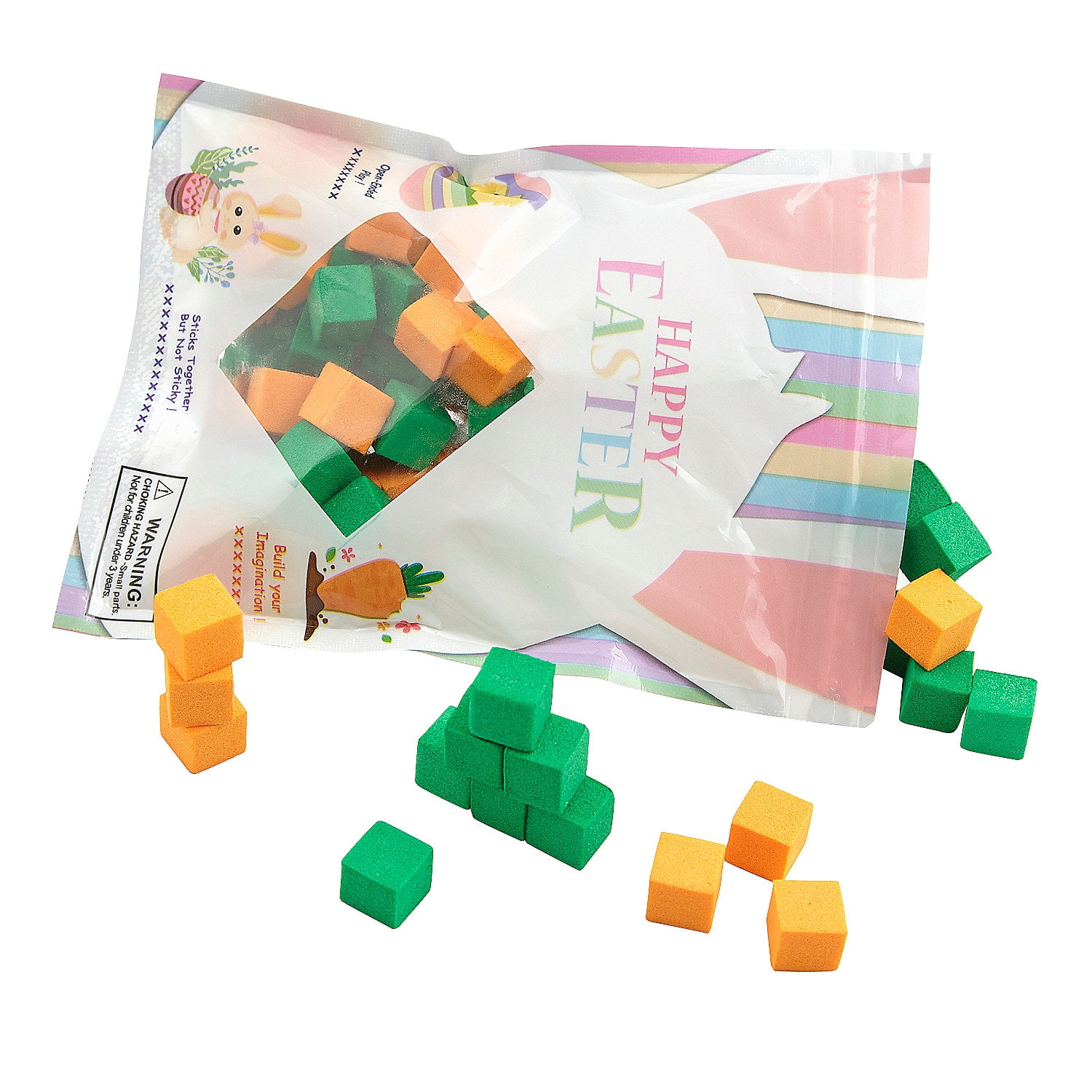 Fun Express 12 Pieces 4" x 6" Bright Easter Fidget Foam Blocks Handout for 12