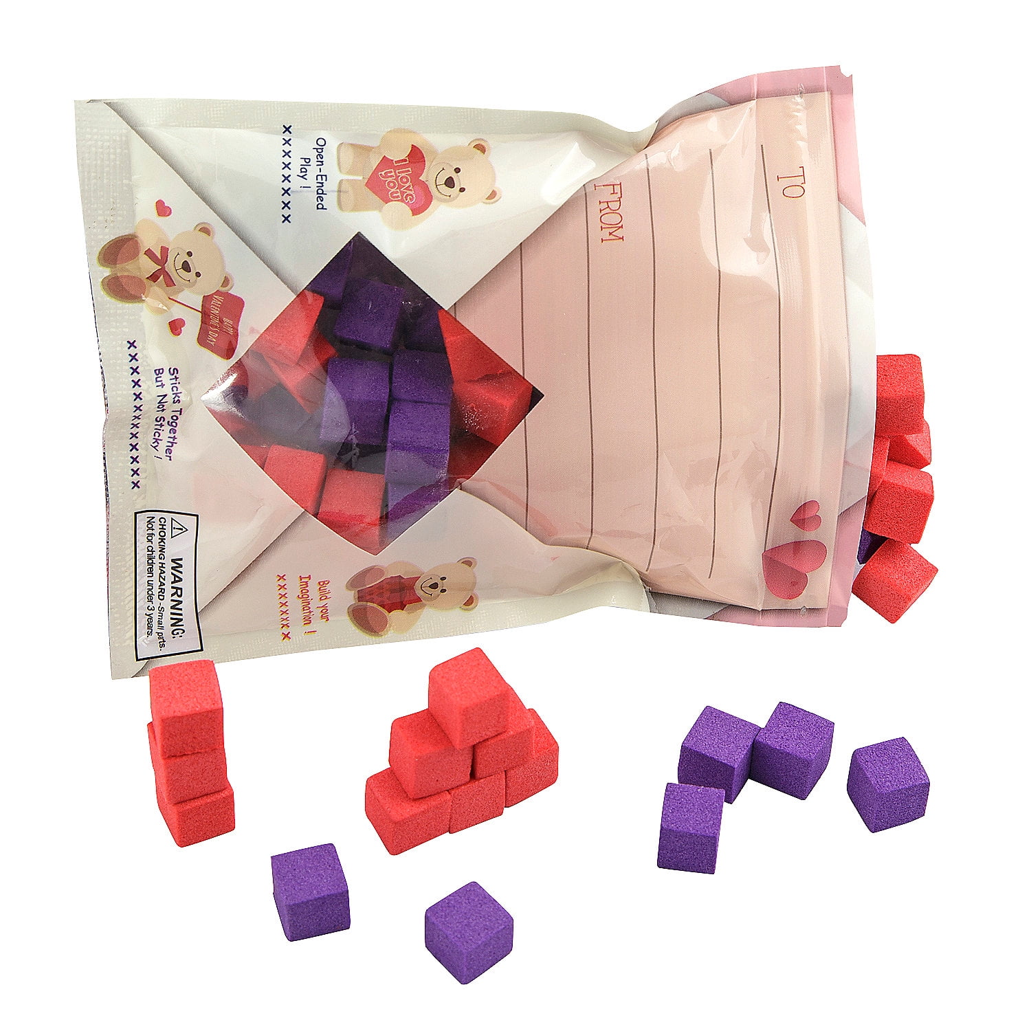 Fun Express 12 Pieces 4" x 6" Bright Valentine’s Day Fidget Foam Blocks Handout for 12