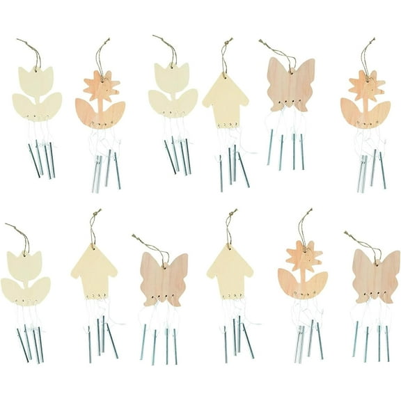 Fun Express 12 Pieces DIY Wind Chime Kits for Kids, Assorted Spring Theme Shapes, Great Creative Activity for Kids