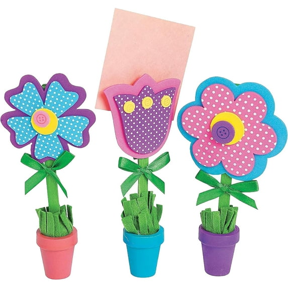 Fun Express 12 Pieces Flower Recipe Holder Craft Kit, 3 - D Tabletop, Home Décor Craft Kits, Multicolor