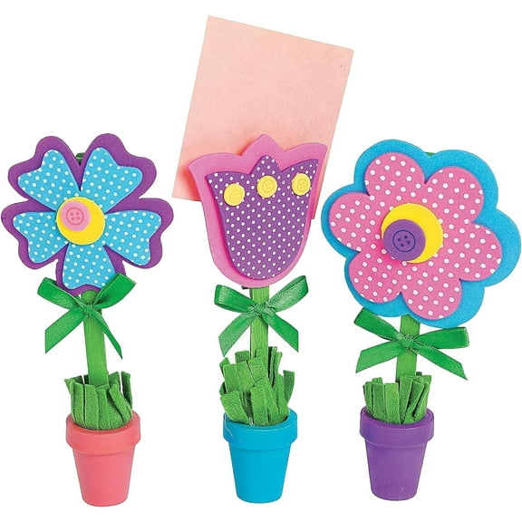 Fun Express 12 Pieces Flower Recipe Holder Craft Kit, 3 - D Tabletop, Home Dcor Craft Kits, Multicolor