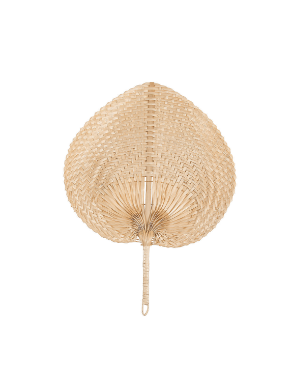Lightweight Party Luau Bamboo Hand Fan, Off-White, 12 Count