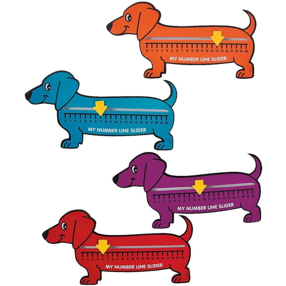 Fun Express 12 Pieces Wiener Dog Number Line Sliders, Educational And Learning Activities For Kids