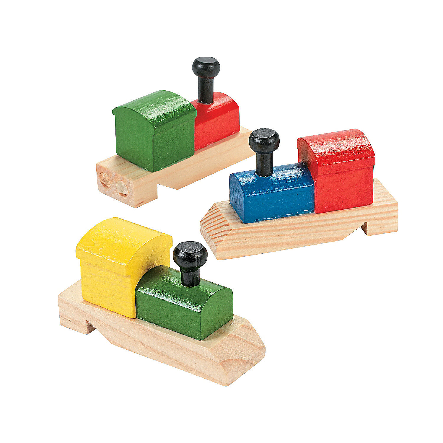 Fun Express 12 Pieces Wooden Train Whistles for Kids, Shaped as Locomotives, Birthday Party Favor Toys and Gifts