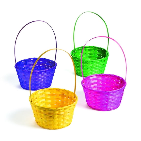 Fun Express Handles Bamboo Storage Baskets Multicolor Easter (12 Pack)
