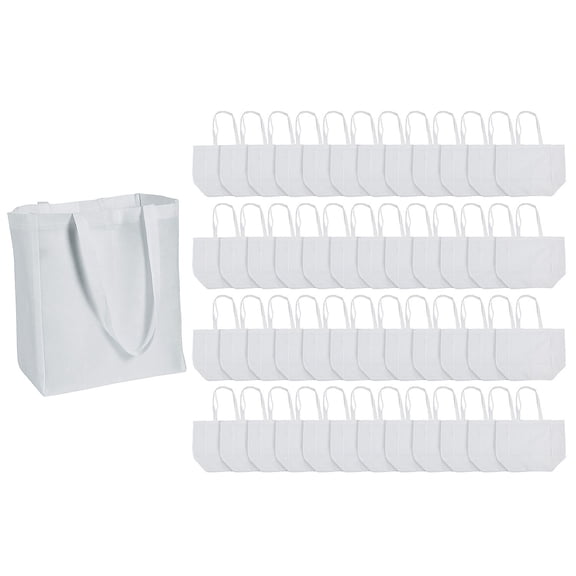 Fun Express 12" x 14" Bulk Large White Nonwoven Shopper Tote Bags 48 Pieces