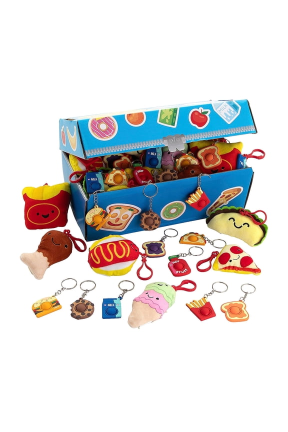 12" x 7 1/4" Bulk 72 Pieces Food Keychains Treasure Chest Assortment