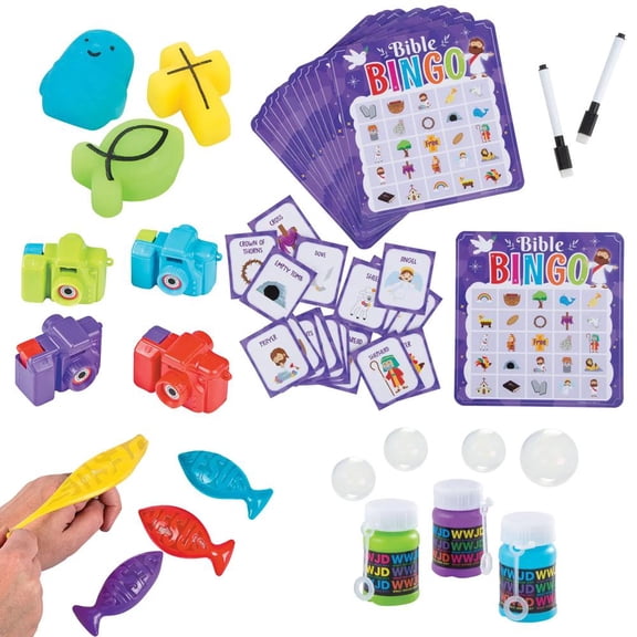 Fun Express 120 Pc. Religious Bible Party Bingo Game with Prizes for 12