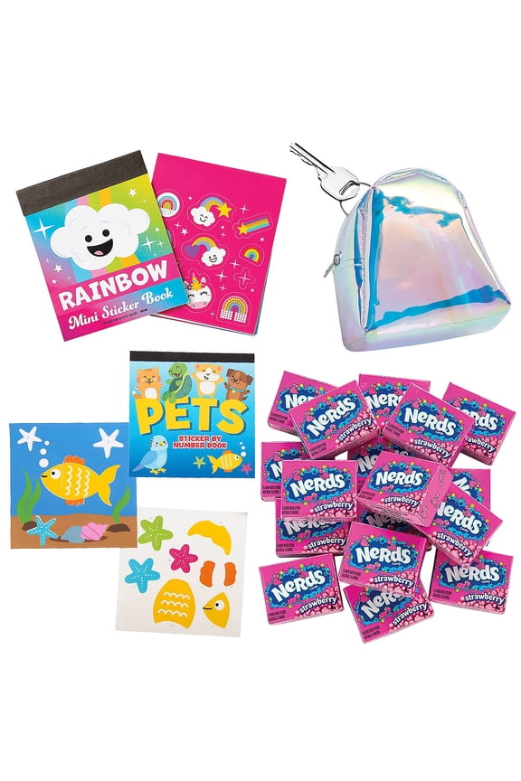 120 Pieces Mini Iridescent Backpack Handout Kit for 12