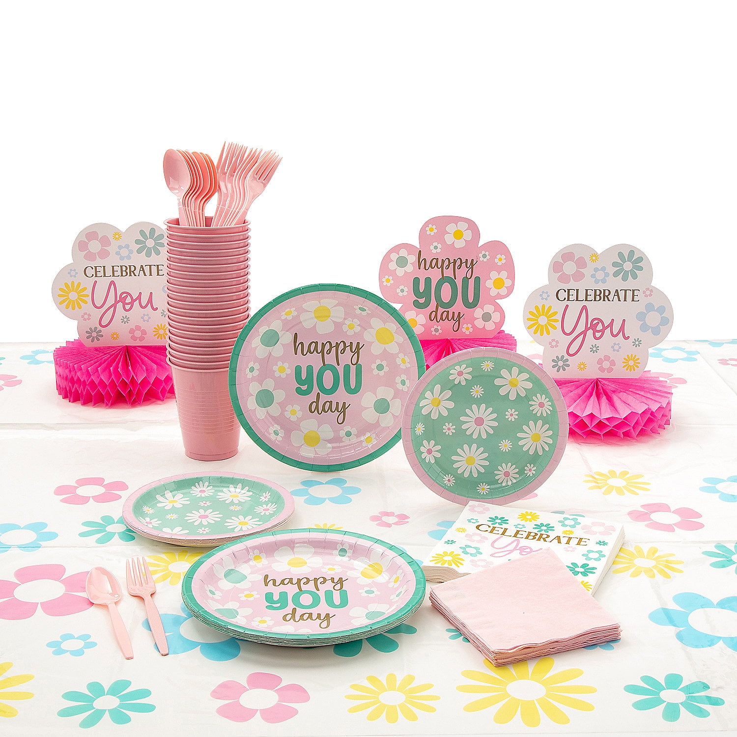 Fun Express 123 Pieces Happy You Day Party Disposable Tableware Kit for ...