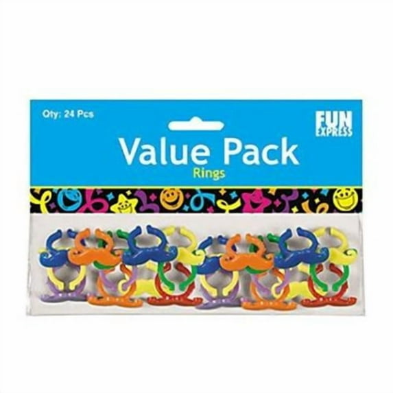 Fun Express 13633795 Mustache Rings 2 Dozen