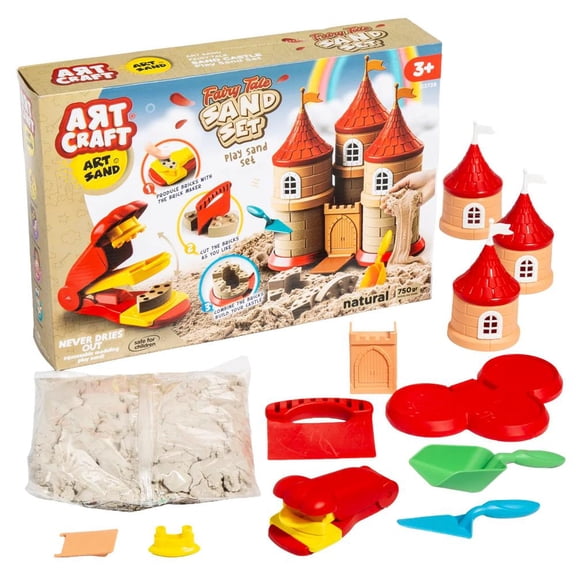 Fun Express 14 1/2" x 10 1/4" ART CRAFT Modelling Sand Fairy Tale Castle Play Set - 7 Pc.