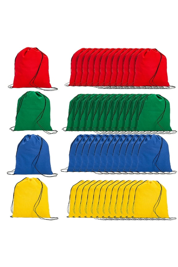 14 3/4" x 17 1/4" Bulk 72 Pieces Large Bright Canvas Drawstring Bags