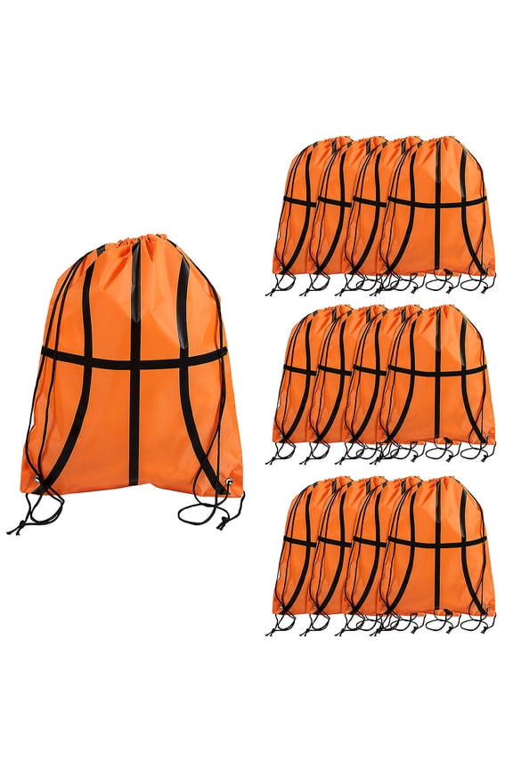 14" x 18" Large Basketball Polyester Drawstring Bags - 12 Pieces