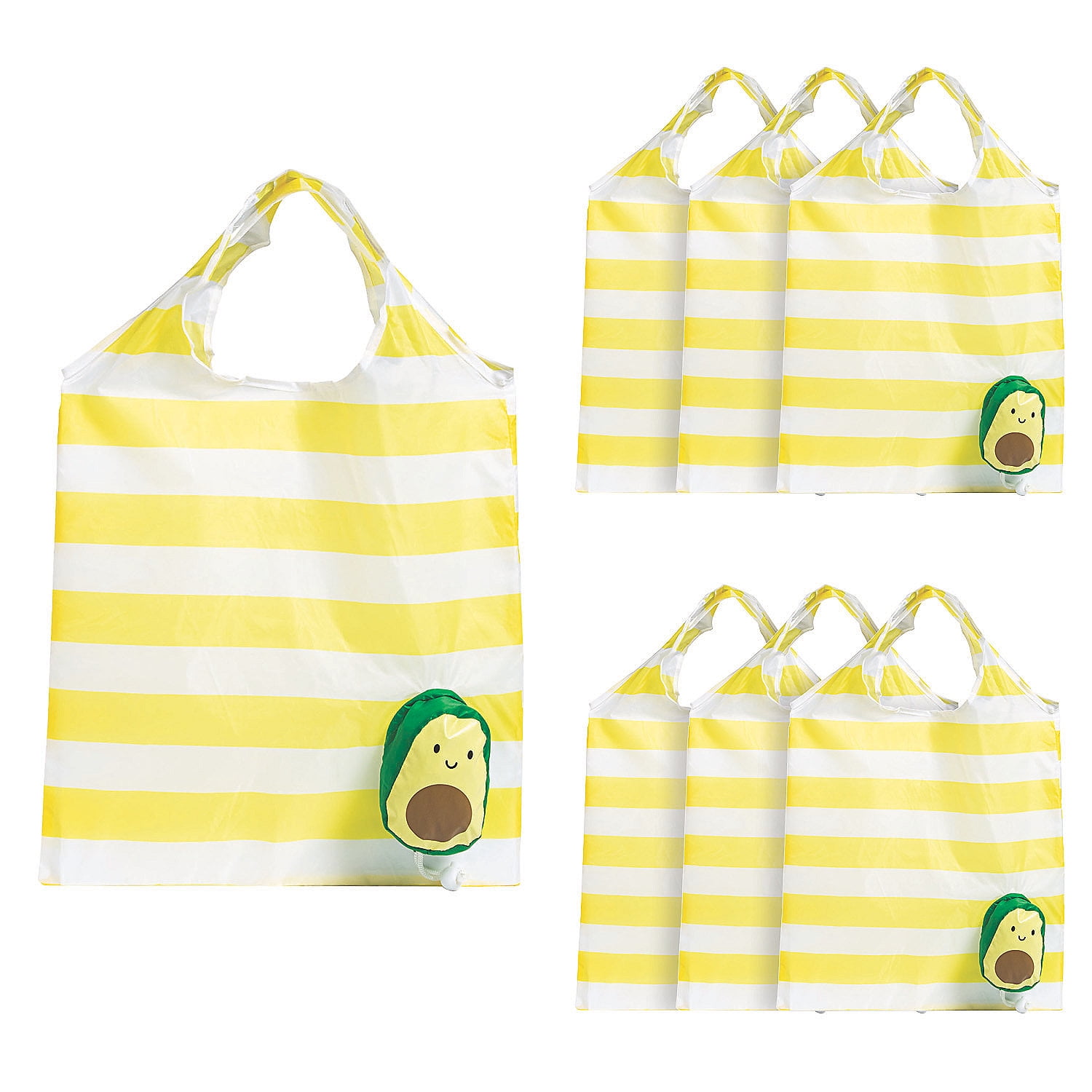 Fun Express 15" x 22 3/4" Large Avocado Foldable Nylon Tote Bags 6 Pc