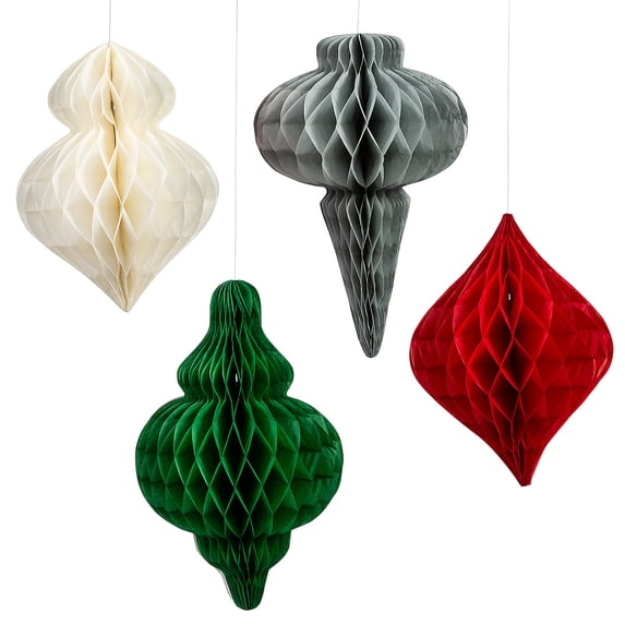 Fun Express 16" - 20" Large Honeycomb Ornament Hanging Decorations - 4 Pc.