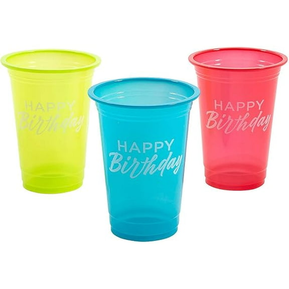 Fun Express 16 oz. Bulk 50 Count Happy Birthday Disposable Plastic Cups