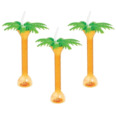 Fun Express 16 oz. Palm Tree Yard Glasses, 6 Pieces