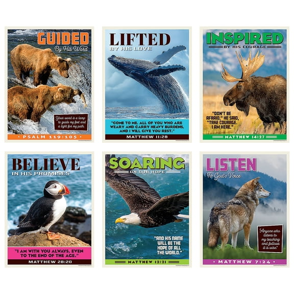 Fun Express 16" x 20 3/4" Great North VBS Inspiring Classroom Posters Set - 6 Pieces, Vacation Bible School Supplies