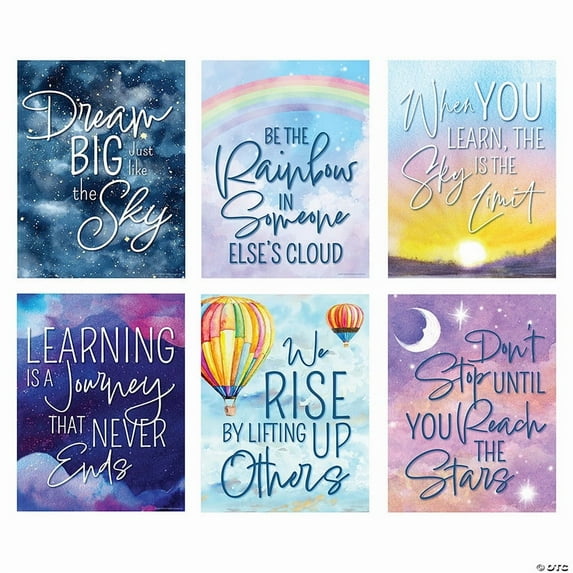 16" x 20 3/4" Inspirational Cloud 9 Cardstock Classroom Decoration Poster Set – 6 Pieces