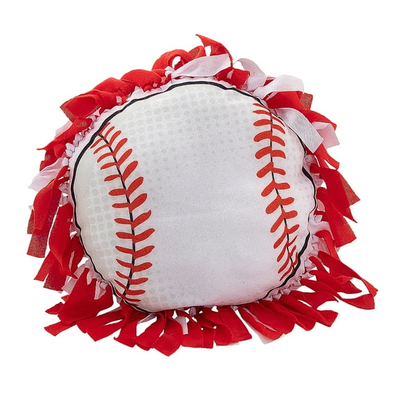 Fun Express 18 1/4" Red & White Baseball Fleece Tied Pillow Craft Kit - Makes 6