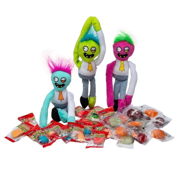 Fun Express 188 Pc. Halloween Long Arm Stuffed Zombies with Candy Handout Kit for 12