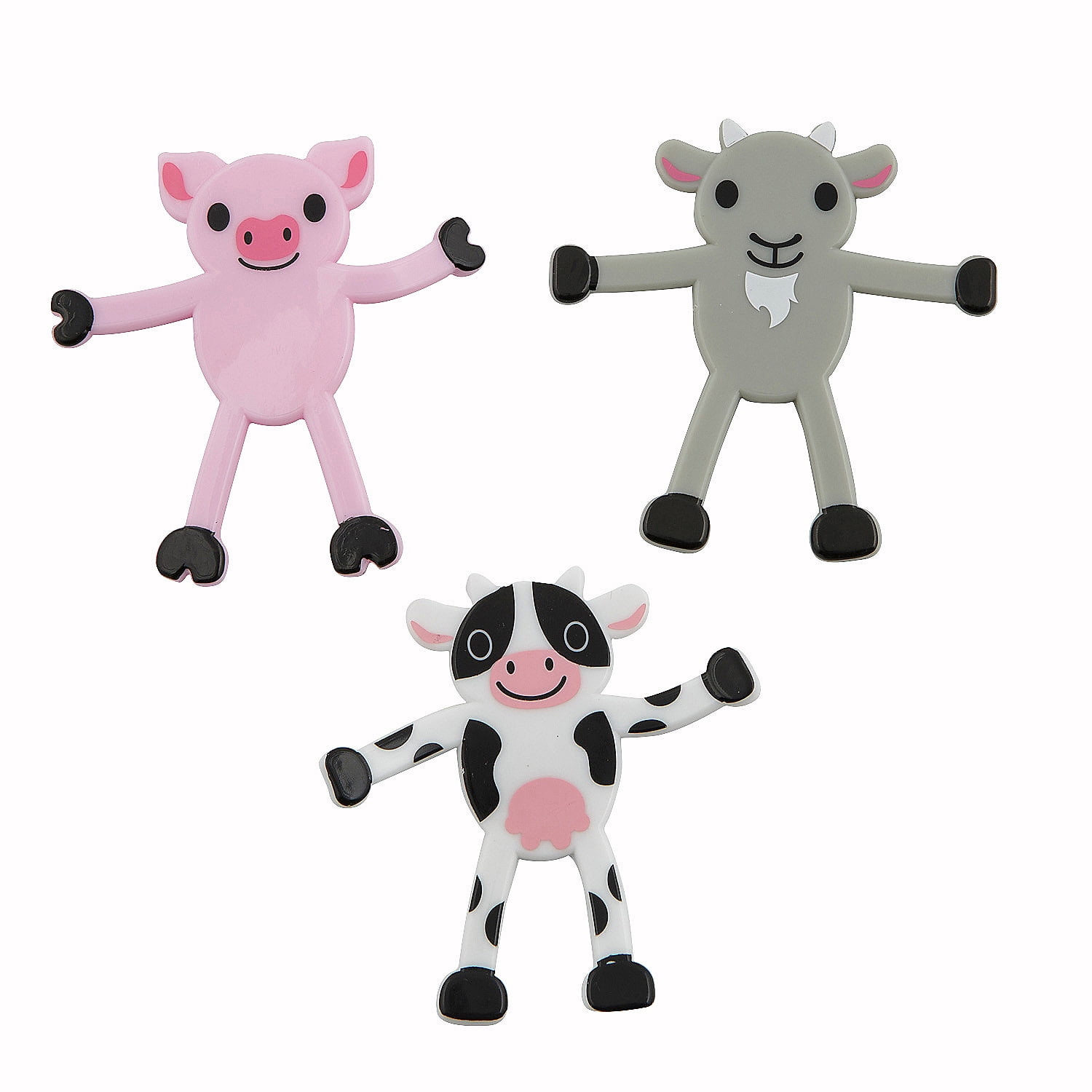 Fun Express 2 1/2" Bulk 48 Pieces Mini Farm Character Bendables