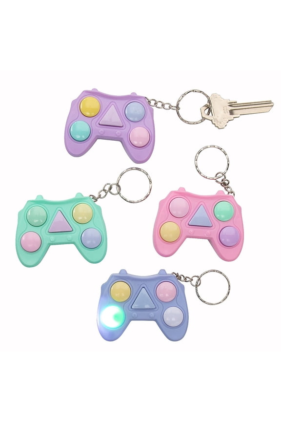 2 1/2" Light-Up Pastel Game Controller Memory Game Fidget Toy Keychains - 12 Pieces