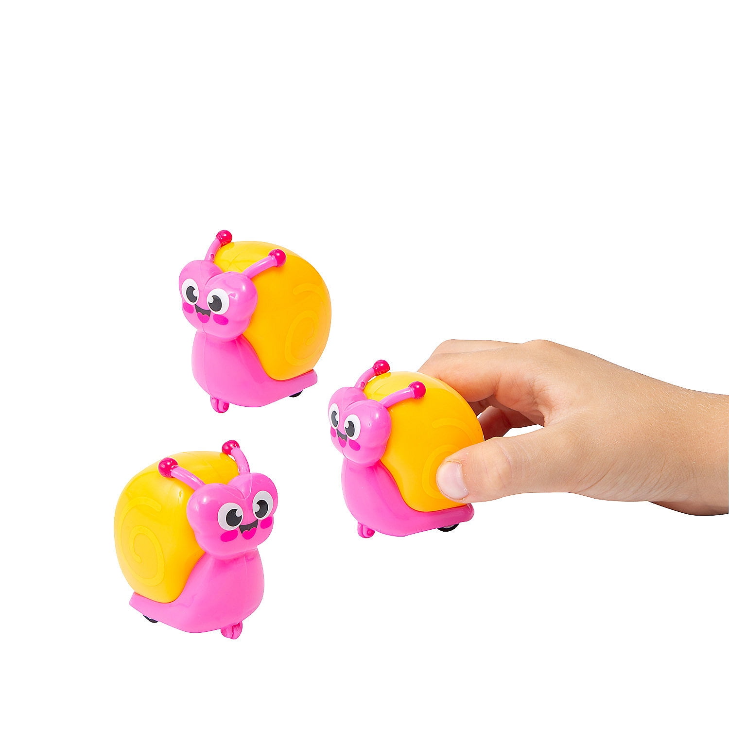 Fun Express 2 1/2" Mini Colorful Snail Plastic Pull-Back Toys - 12 Pieces, Vacation Bible School Supplies