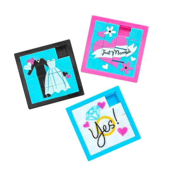 Fun Express 2 1/2" Mini Iconic Wedding Imagery Sliding Puzzles - 12 Pcs.