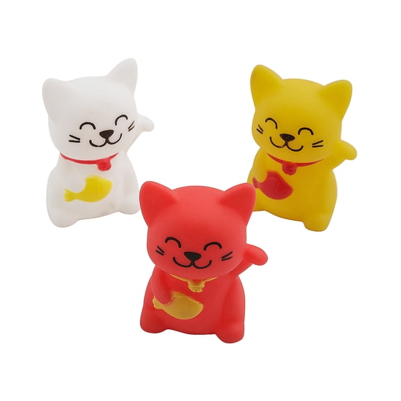 Fun Express 2 1/2" Mini Multicolor Vinyl Lucky Cat Characters 12 Pieces
