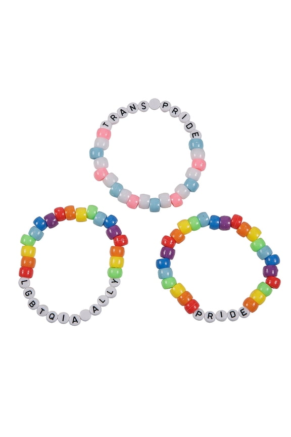 2 1/2" Pride Multicolor Plastic Bead Bracelet Assortment - 24 Pieces