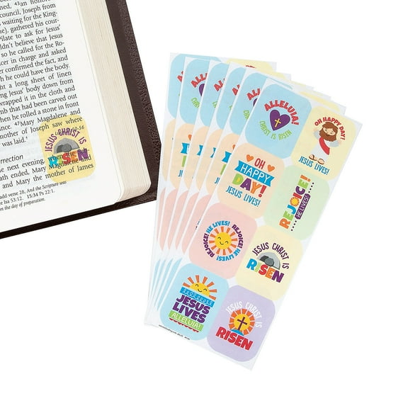 Fun Express 2 1/2" x 6 1/2" Bulk 48 Pieces Religious Easter Transparent Sticker Sheets