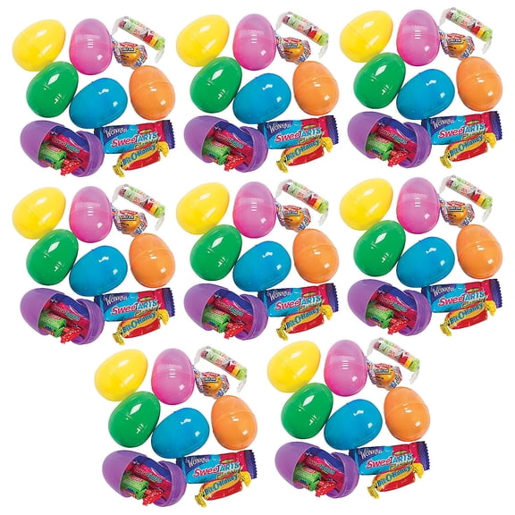 Fun Express 2 1/4" Bulk 144 Pieces Candy-Filled Bright Plastic Easter Eggs