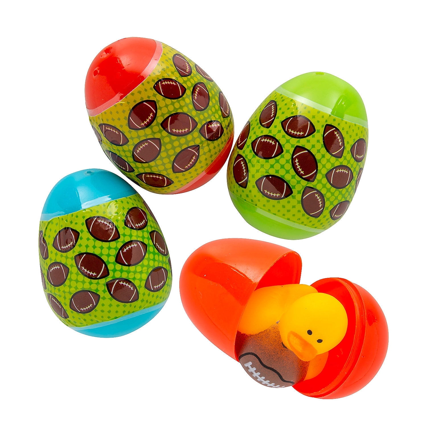 Fun Express Football Duck-Filled Bright Plastic Easter Eggs 12 Pieces 2 1/4"
