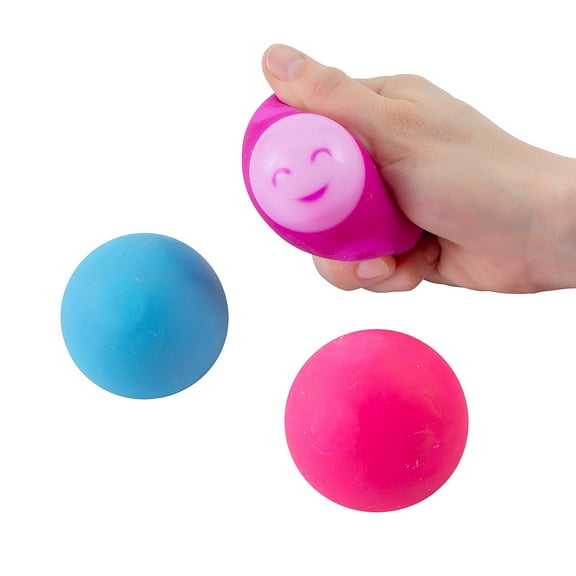 Fun Express 2 1/4" Squeezable Pop Out Faces Emoji Reveal Stress Balls - 12 Piece