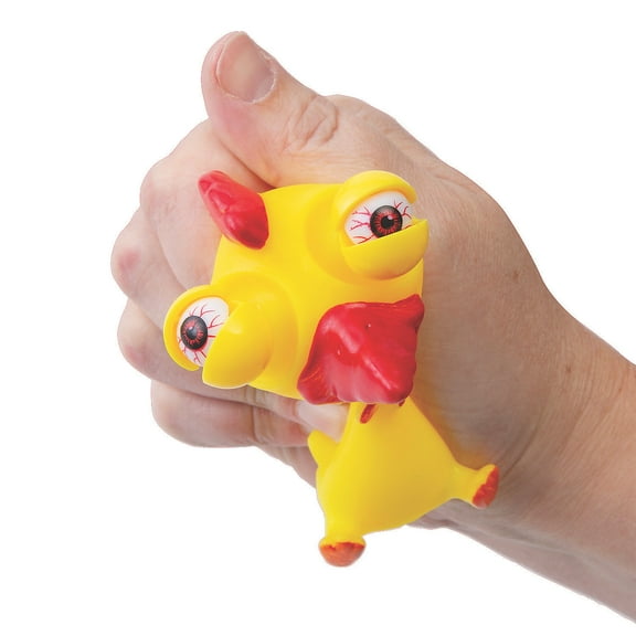 Fun Express 2 1/4" x 3 1/4" Pop-Eye Rooster Vinyl Squeeze Toys - 12 Pieces