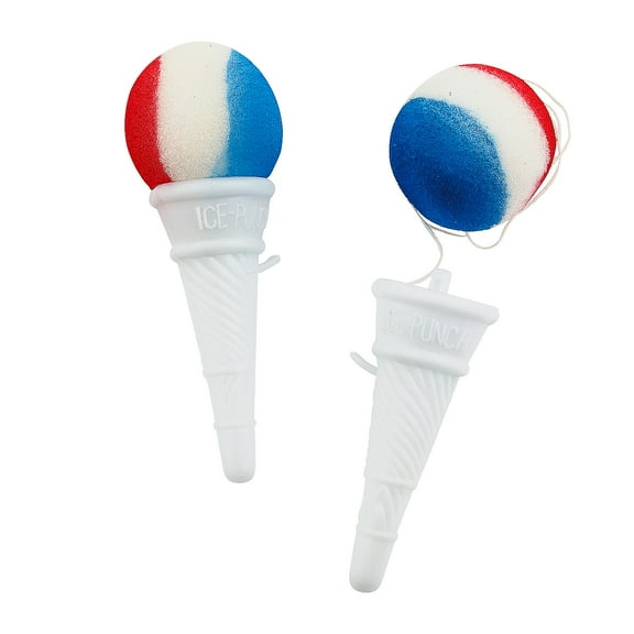 Fun Express 2 1/4" x 5" Patriotic Ice Cream Cone Shooters with Foam Ball - 12 Pieces