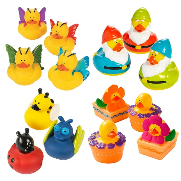 Fun Express 2" - 2 1/2" Bulk 48 Pieces In the Garden Rubber Duck Assortment Kit