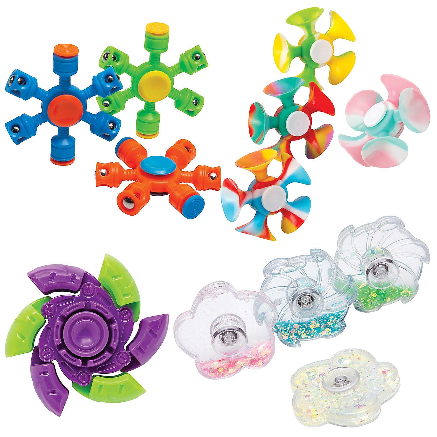 Fun Express 2" - 2 3/4" Bulk 48 Pc. Novelty Fidget Spinner Assortment