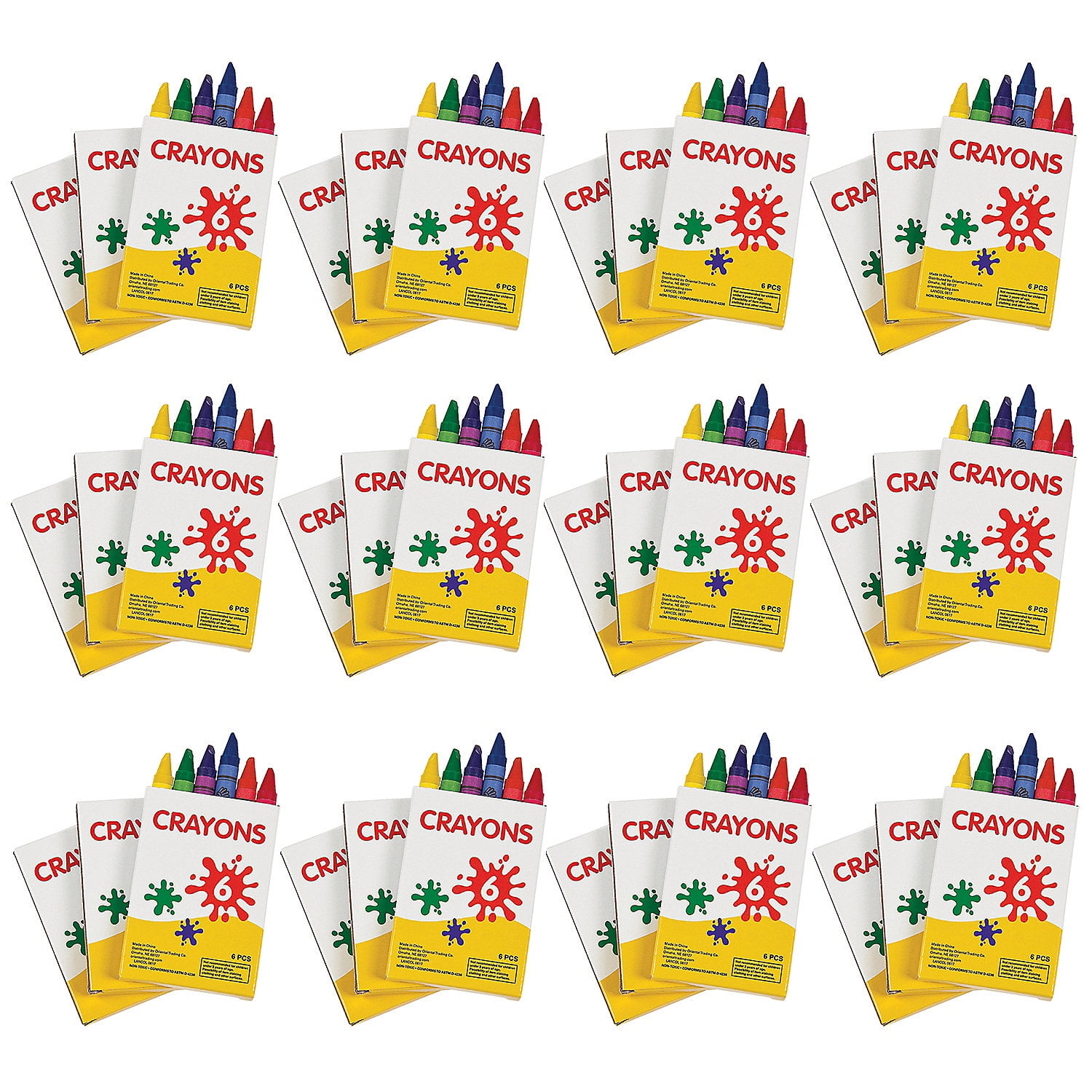 Fun Express 2 3/4" Bulk 288 Boxes of Crayons - 6 Colors per Box
